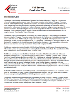 CV for Neil Broom Expert Witness in Computer Forensics Investigations in Port Charlotte Florida